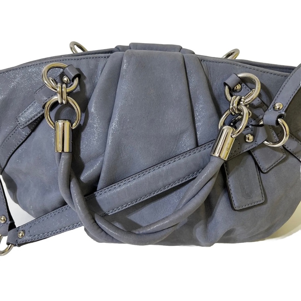 Coach Gray Madison Sophia Gathered Leather Handbag Satchel Shoulder Bag Glitter